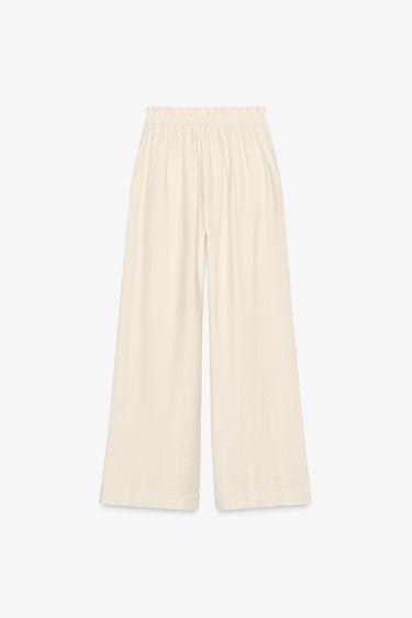 FLOWING WIDE-LEG TROUSERS - Ecru by Zara - Image 7