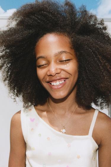 BEADED ASYMMETRIC KNIT TOP - Ecru by Zara