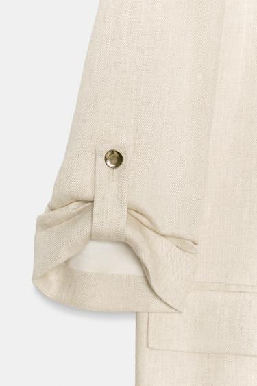 BLAZER OUVERTE À MANCHES RETROUSSÉES - Beige clair de Zara - Image 7