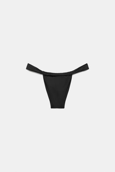 PLAIN MID-WAIST BIKINI BOTTOMS - Black by Zara