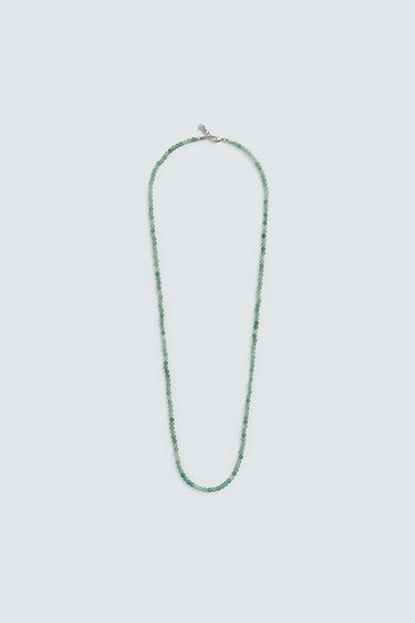 젬스톤 비즈 네크리스 - Zara의 워터 그린 - 이미지 0