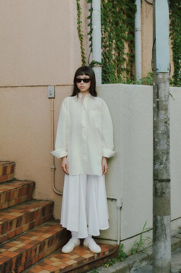 ASYMMETRIC MIDI SKIRT - White by Zara