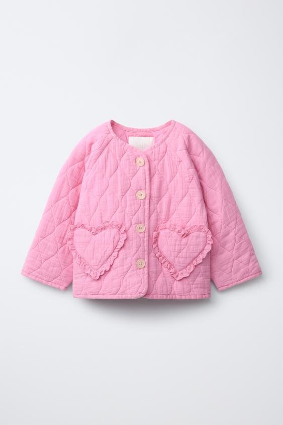QUILTED JACKET WITH HEART POCKETS - Pink de Zara - Imagen 0