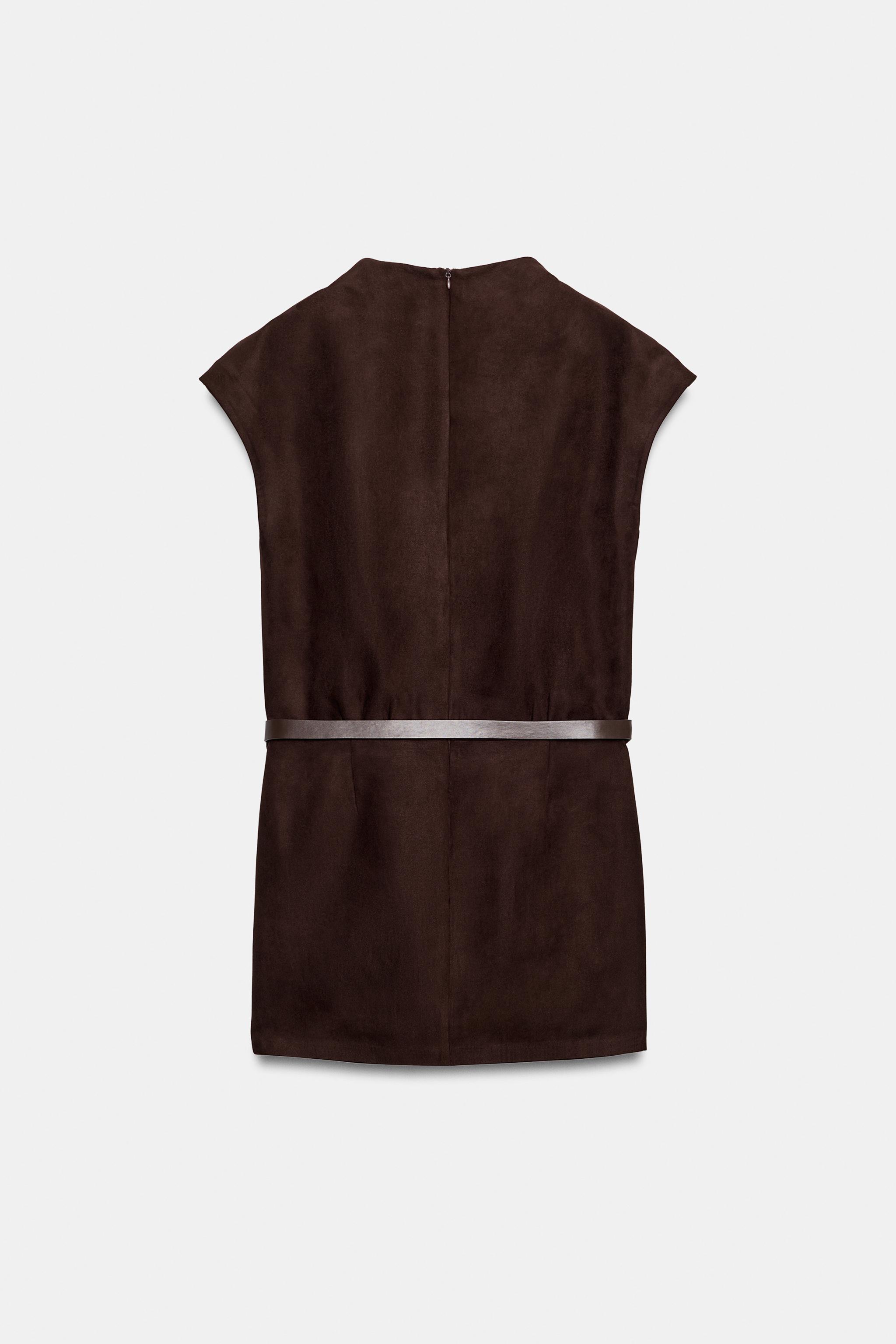ROBE COURTE EFFET DAIM AVEC CEINTURE