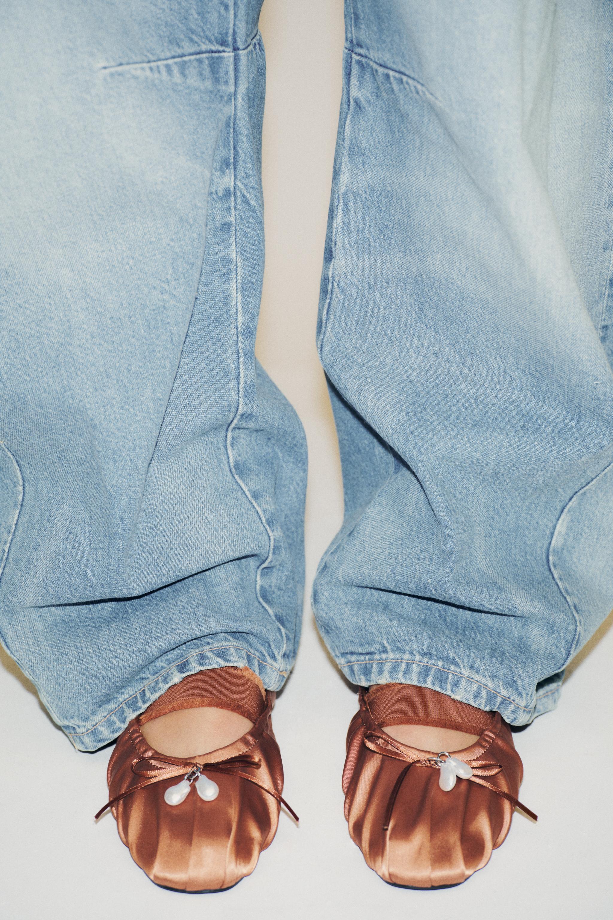 SATIN EFFECT SLINGBACK SHOES Russet Brown ZARA United States