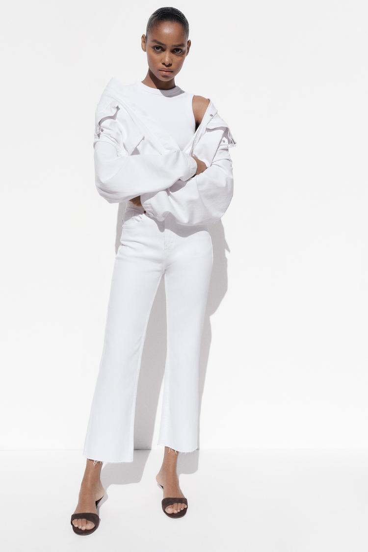 TRF CROPPED FLARE HIGH-WAIST JEANS Oyster-white ZARA South Africa