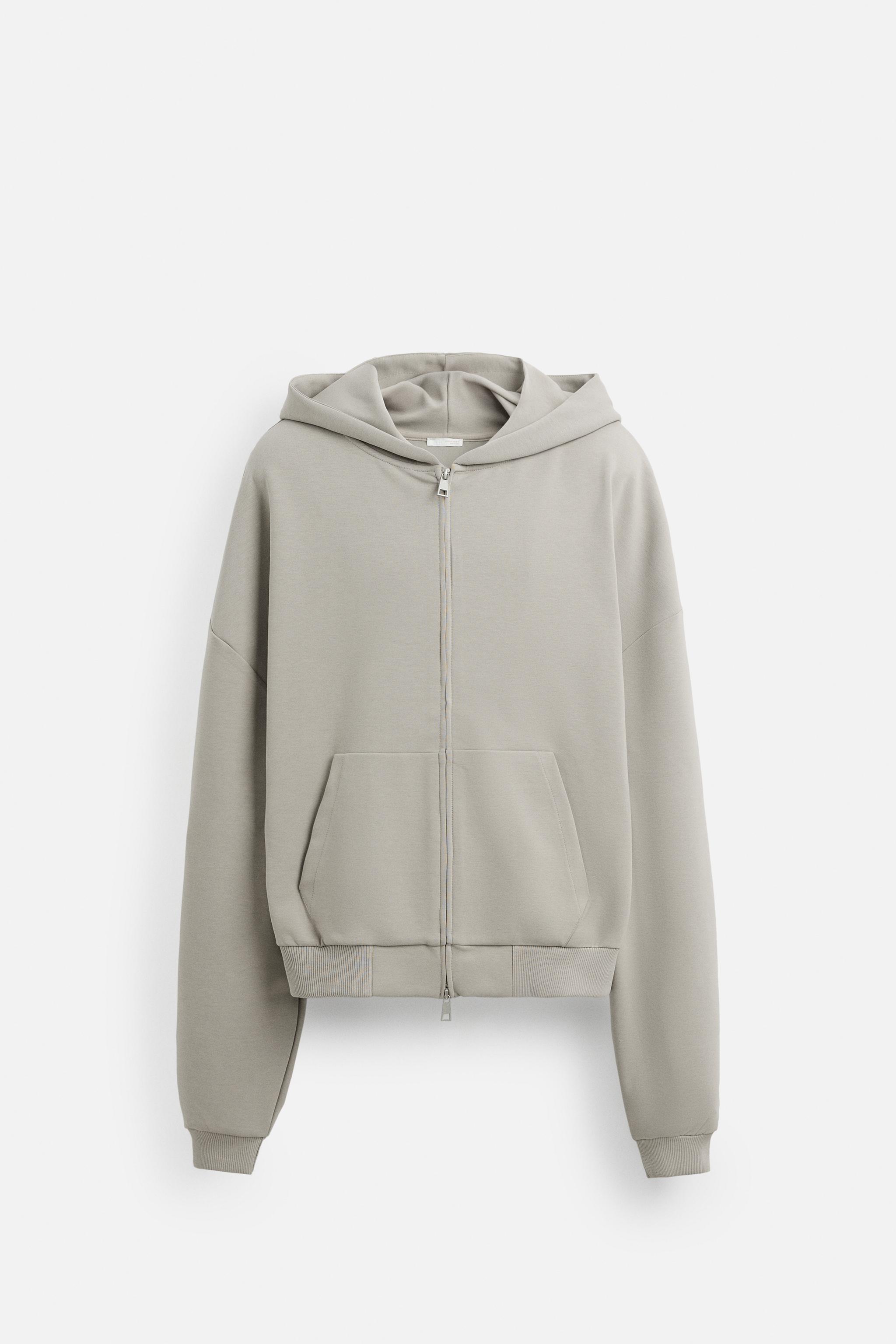 BOXY FIT TECHNICAL HOODIE SWEATSHIRT - Mid-gray | ZARA BOXY FIT TECHNICAL HOODIE SWEATSHIRT - Mid-gray | ZARA