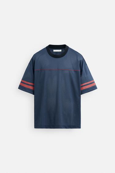 CAMISETA ESTRUCTURA ABIERTA VARSITY - Marino de Zara