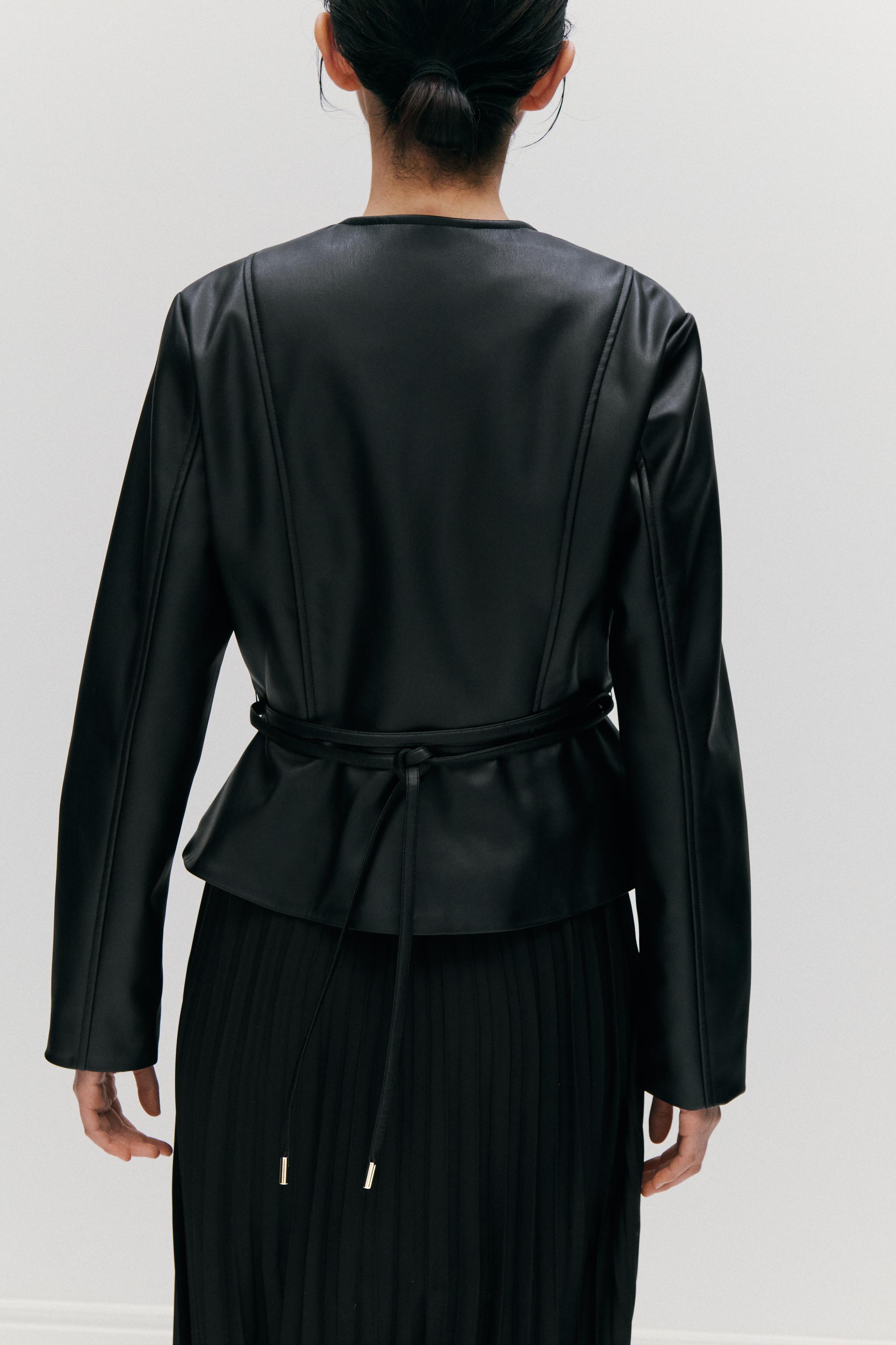 ZARA ザラ　フェイクレザーペプラムジャケット フェイクレザーペプラムジャケット zara ザラ レザージャケット