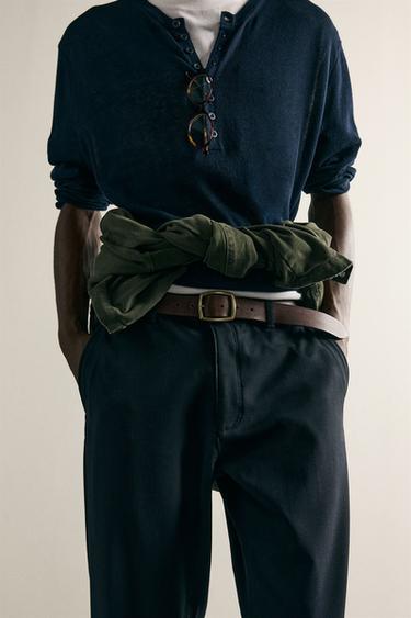 Zara COMFORT STRUCTURED CHINO PANTS - Dark navy
