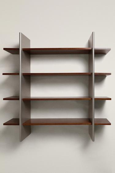 WOOD AND STEEL SHELVING UNIT — Silver 2