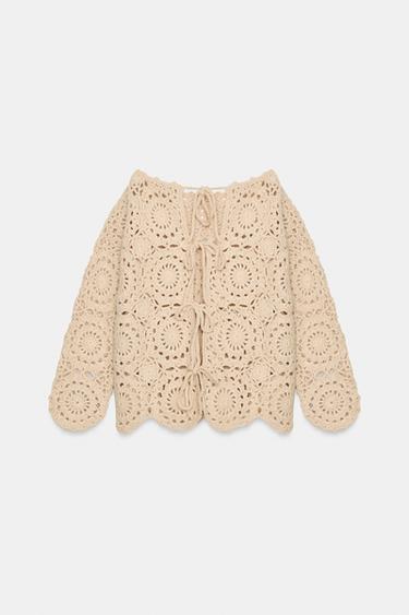 CROCHET KNIT JUMPER - Cream by Zara - Image 6