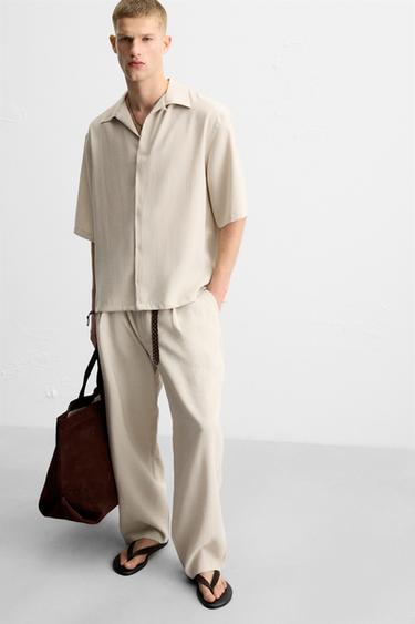 FLOWING PLEATED TROUSERS - Light beige by Zara - Image 4