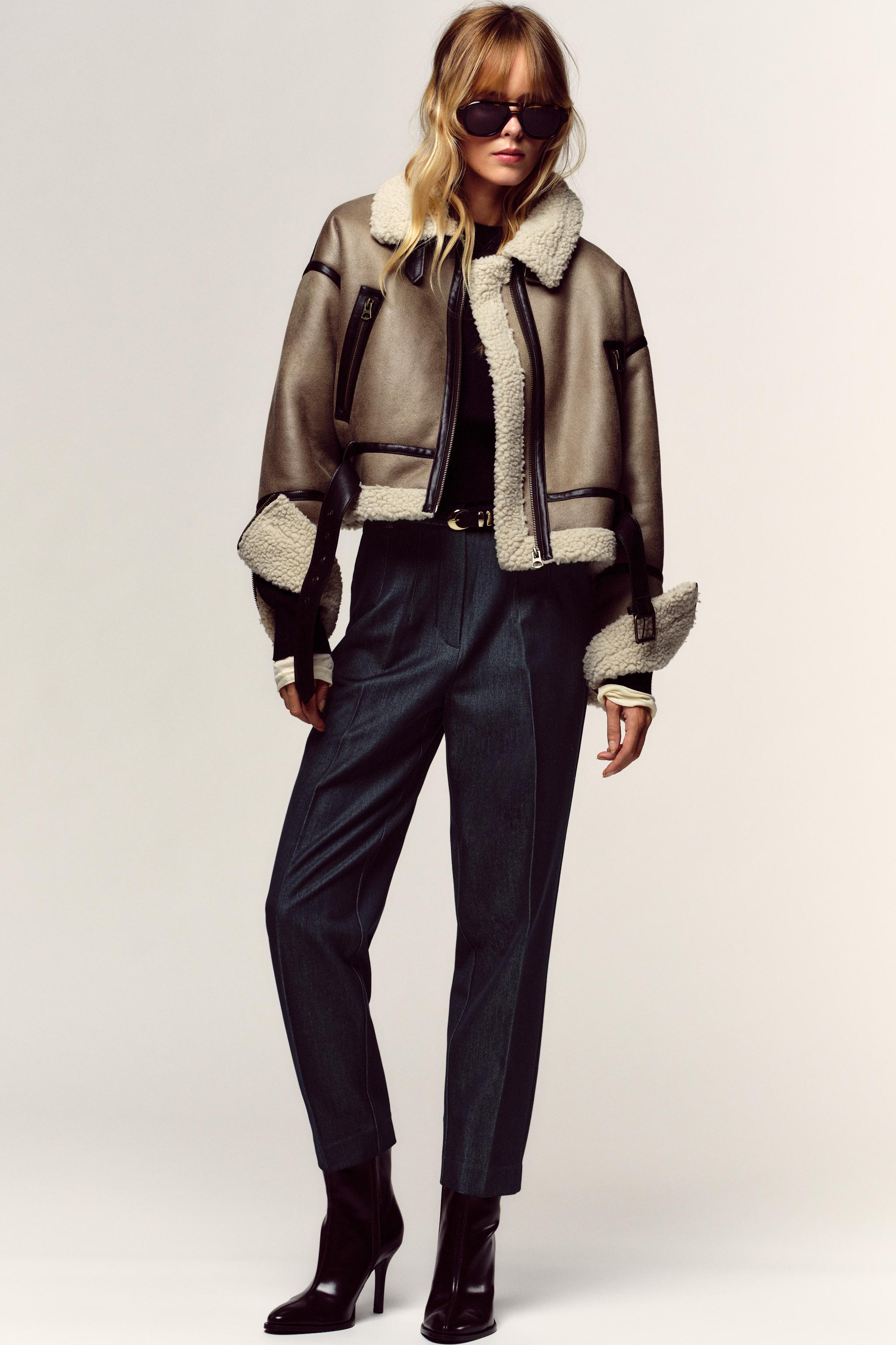 HIGH-WAISTED BELTED PANTS - Indigo | ZARA United States