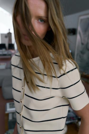 STRIPED SHORT SLEEVE CARDIGAN - striped by Zara - Image 3