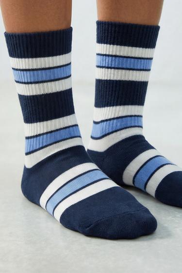 2-PACK OF LONG STRIPED SOCKS - Blue/White by Zara