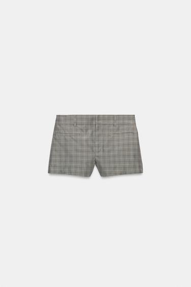 SHORT À CARREAUX ZW COLLECTION - Noir / Écru de Zara - Image 3