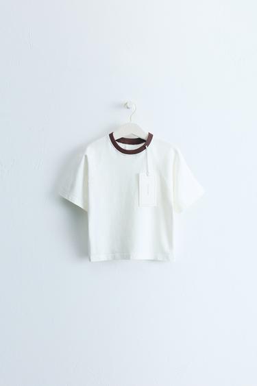 ZARA TIMELESS - CONTRAST PIPING T-SHIRT - Ecru by Zara