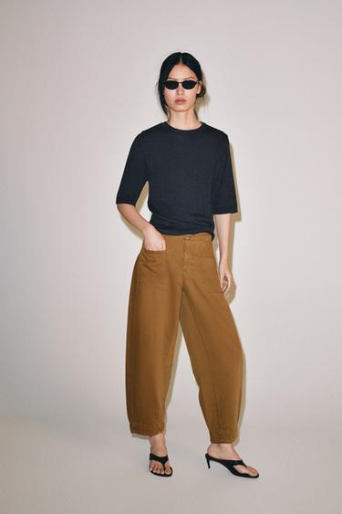 ZW COLLECTION BARREL TROUSERS - Caramel by Zara