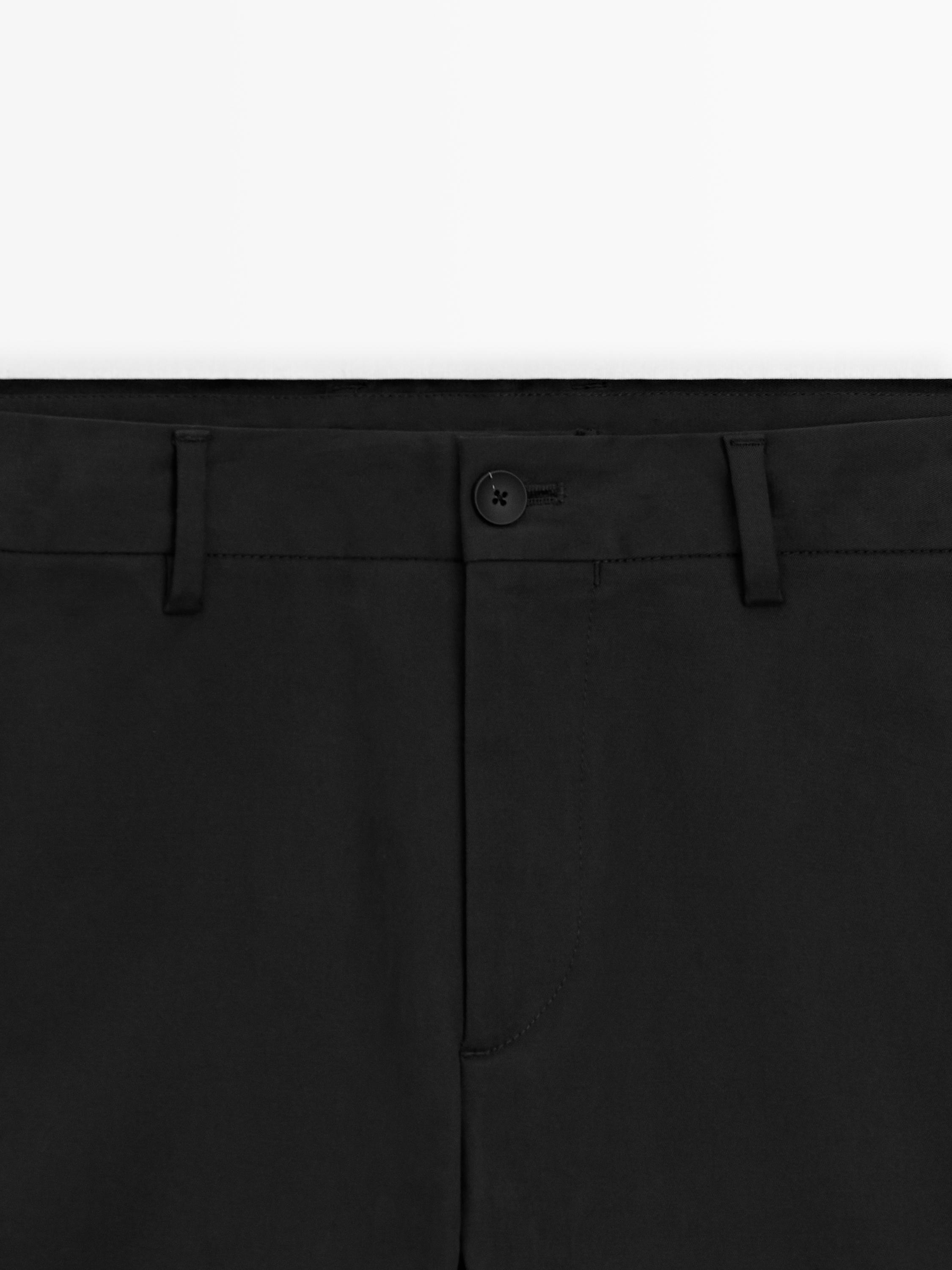 Cotton blend slim fit trousers