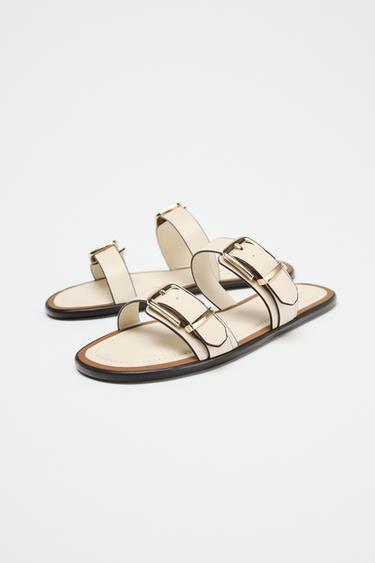 SANDALES DOUBLE BRIDE BOUCLES - Blanc écru de Zara - Image 2