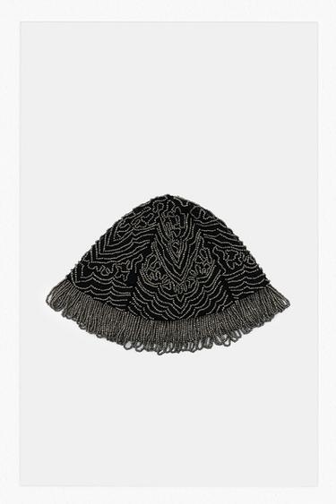 CASQUETE ABALORIOS FLECOS - Negro de Zara