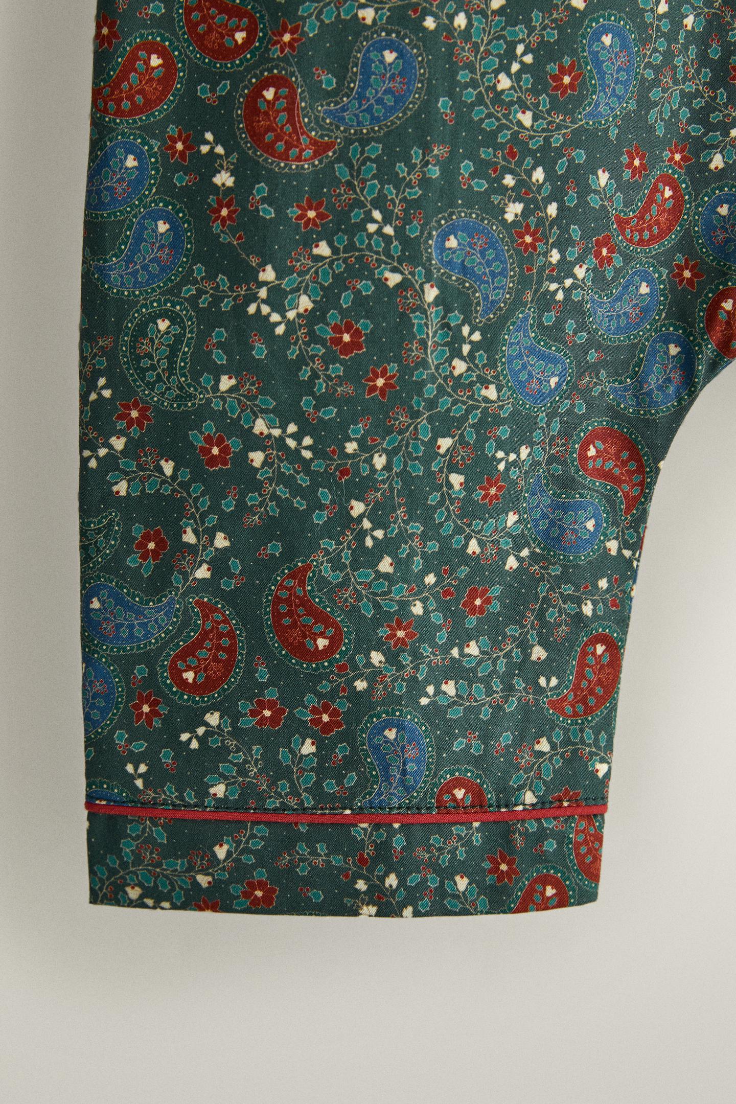 Комбинезон Zara Cotton Paisley Christmas Footed для малышей, цвет: Тёмный зелёный — фото 4