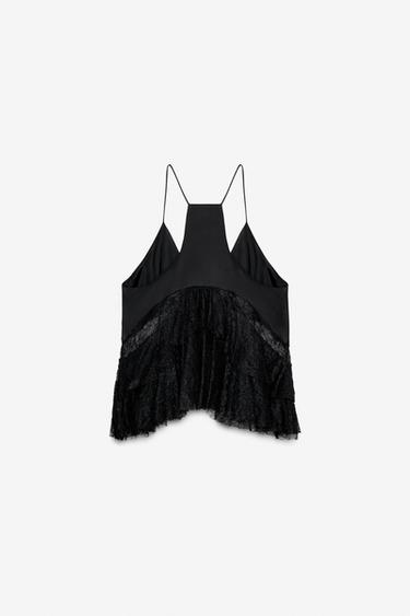 TOP COMBINÉ DENTELLE ÉDITION LIMITÉE - Noir de Zara - Image 7