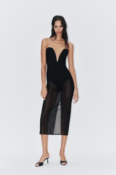 TULLE BODYCON DRESS - Black by Zara