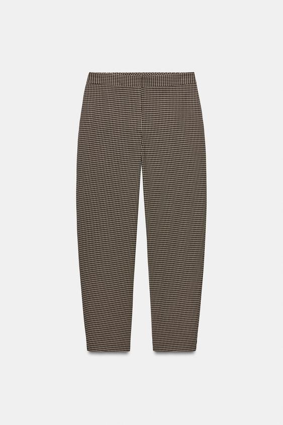 CHECK TROUSERS - Khaki by Zara - Image 0
