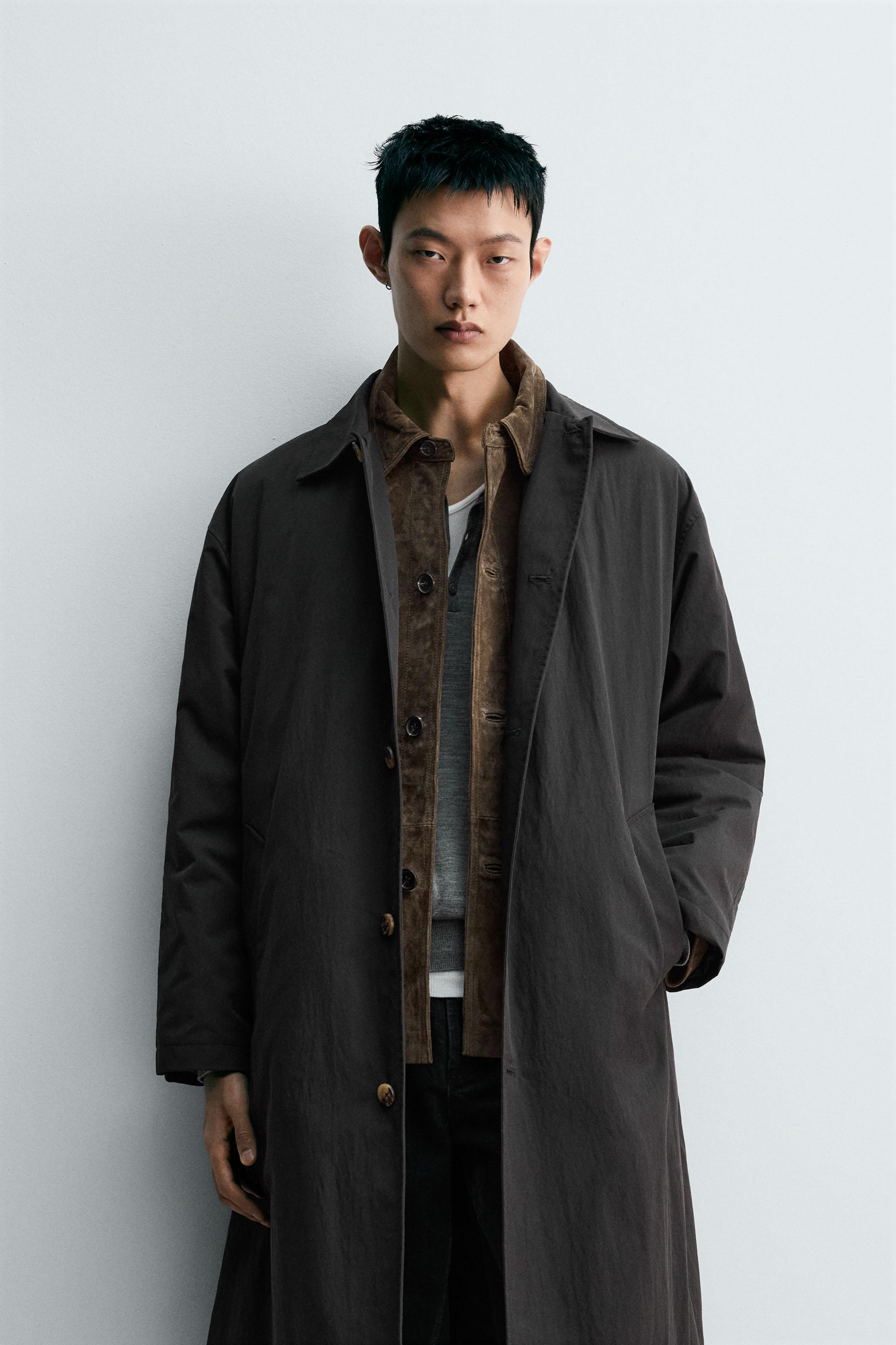 ZARA トレンチコート　新作　XS ZARA セミロング丈 ネイビー トレンチコート ベルト付き XS