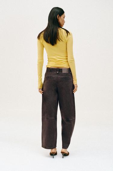 Z1975 MID-WAIST CARGO BARREL JEANS - Brown by Zara - Image 5