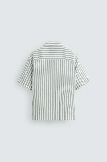 CHEMISE POLO STRUCTURÉE À CHEVRONS - Vert / Bleu de Zara - Image 6
