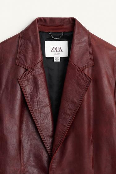 LIMITED EDITION LEATHER SUIT BLAZER - Brown by Zara - Image 7