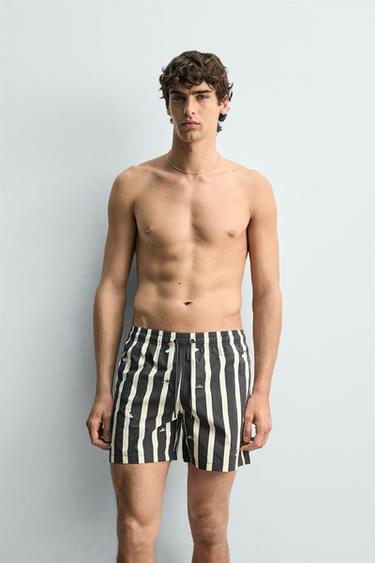 MAILLOT DE BAIN MI-LONG BRODERIES - Gris de Zara - Image 4