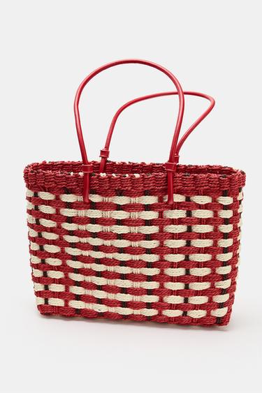 MINI SAC SHOPPER EFFET TRESSÉ - Rouge de Zara - Image 7