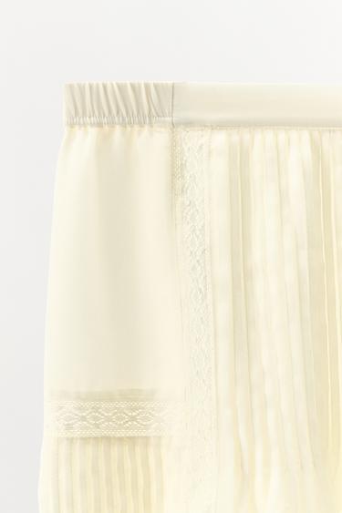 JUPE PLISSÉE DENTELLE - Blanc cassé de Zara - Image 5