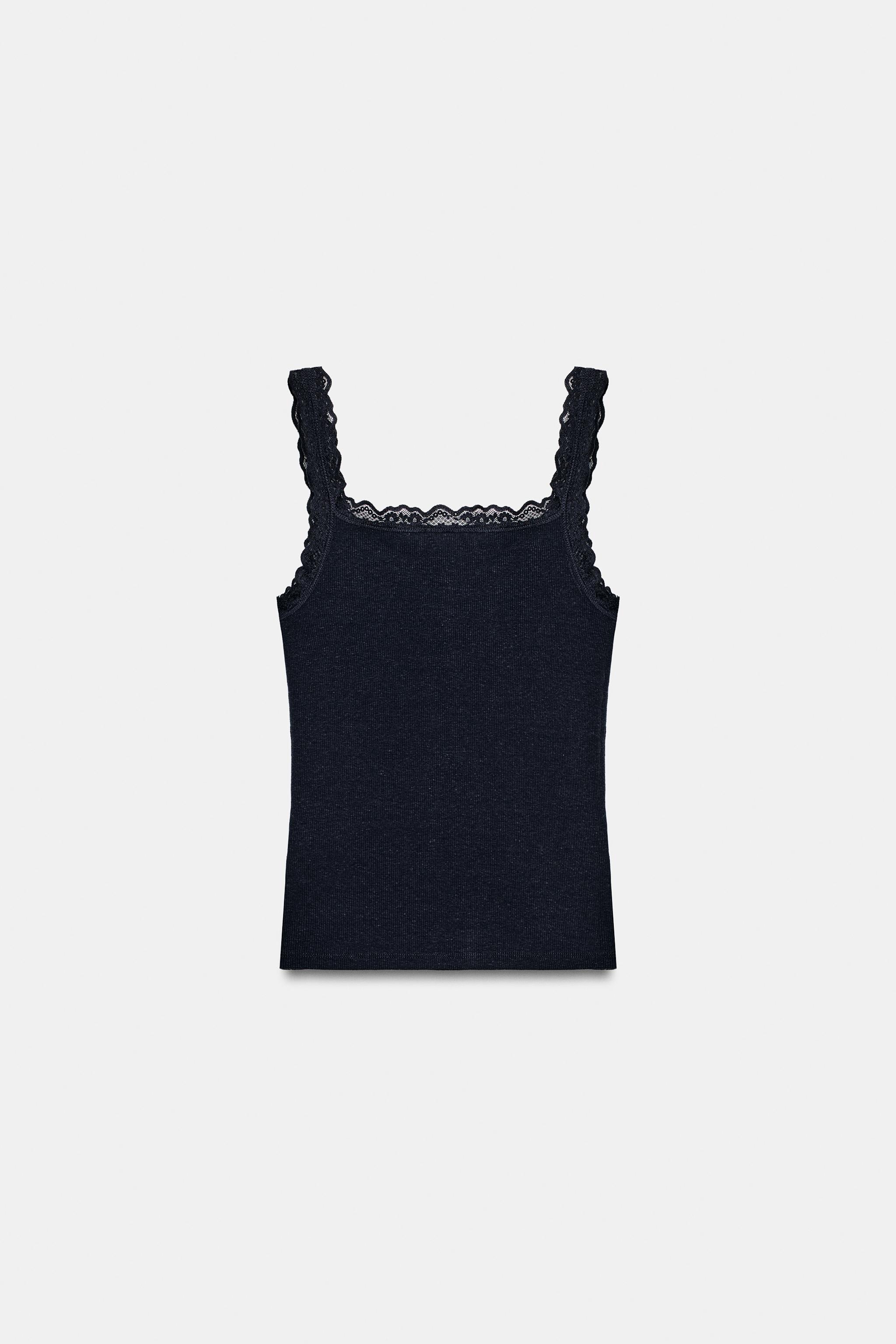 Женские топы Zara LACE HENLEY TOP — фото 5
