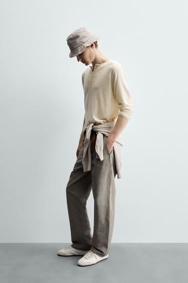 PULL COL TUNISIEN LAINE - COTON - Écru de Zara - Image 3