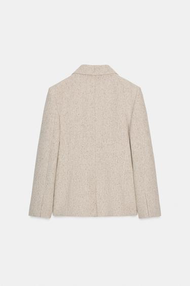 ZW COLLECTION FITTED WOOL PEPLUM BLAZER - Beige by Zara - Image 7