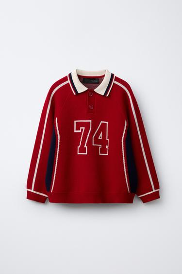 NUMBERED POLO KNIT JUMPER - Dark navy by Zara