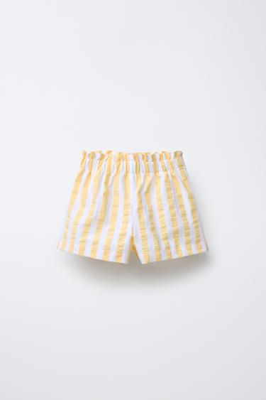 CASA LAWA © X ZARA KIDS STRIPED BERMUDA SHORTS WITH WAVY TRIM - Yellow by Zara