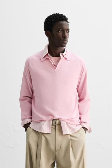 LIGHTWEIGHT KNIT POLO SHIRT - Pink by Zara