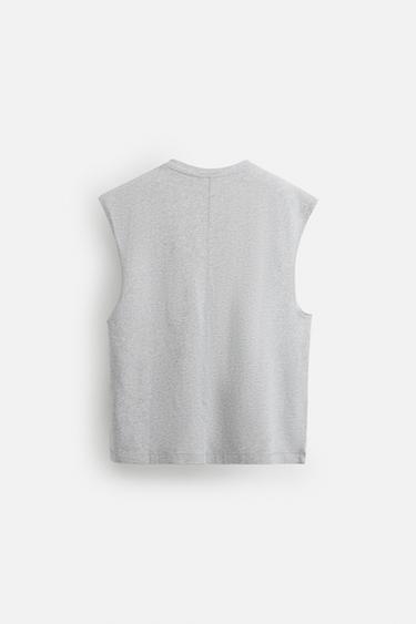 T-SHIRT DÉBARDEUR À IMPRIMÉ DÉLAVÉ - Gris chiné de Zara - Image 7