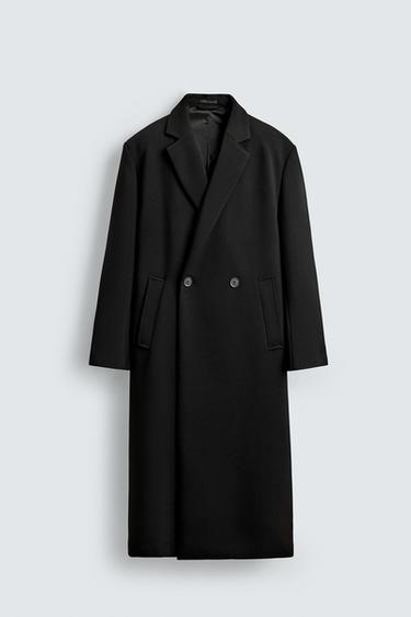 リラックスフィットダブルブレストコートブラックZaraのリラックスフィットダブルブレストコート - ブラック