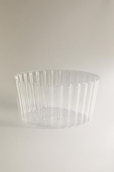 WAVY BOROSILICATE GLASS SALAD BOWL - Transparent by Zara