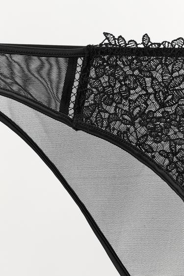LACE MESH BRIEFS - Black by Zara - Image 2