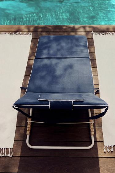 FOLDING BEACH GROUND LOUNGER - Blue by Zara