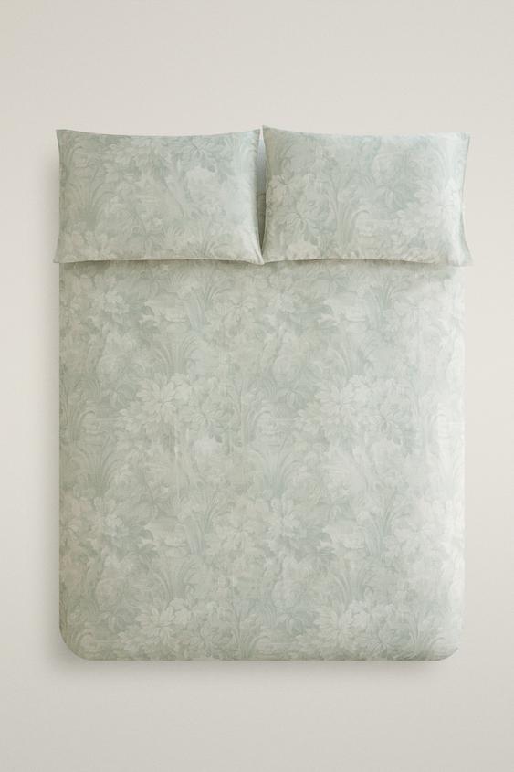 DUVET COVER WITH FLORAL AND BRANCH PRINT - أخضر فاتح الخاص بـ Zara - صورة 0