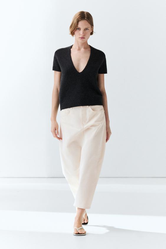 100% cashmere knit short sleeve sweater from Zara - $290